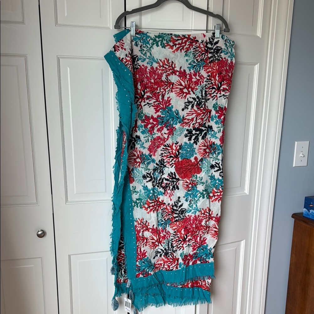 Vera Bradley Coral Reef Scarf in Red and Teal